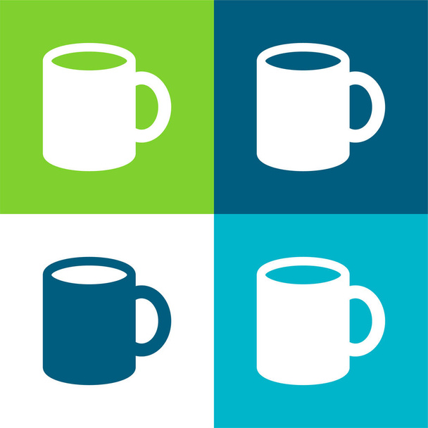 Big Cup plana de cuatro colores icono mínimo conjunto - Vector, Imagen
