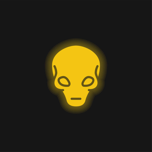 Alien amarelo brilhante ícone de néon - Vetor, Imagem