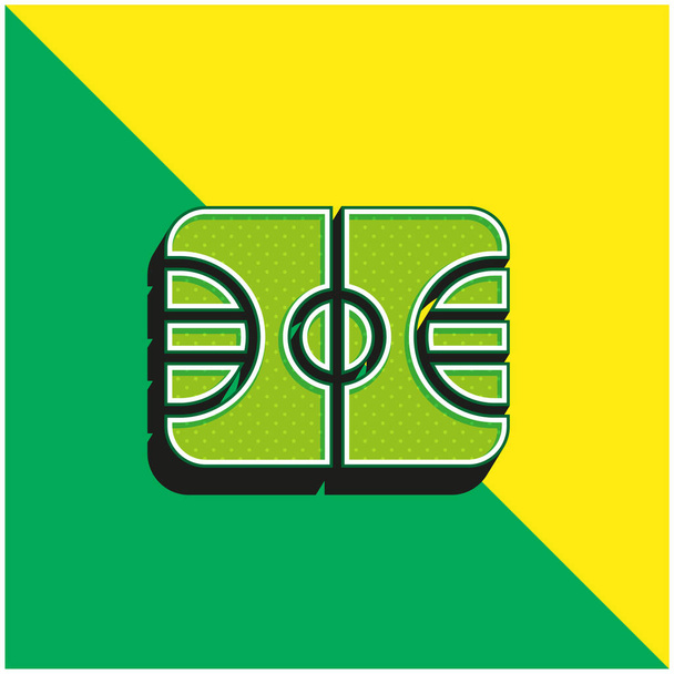Γήπεδο Μπάσκετ Πράσινο και κίτρινο σύγχρονο 3d διάνυσμα εικονίδιο λογότυπο - Διάνυσμα, εικόνα