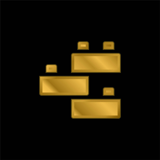 Ladrillo chapado en oro icono metálico o logo vector - Vector, imagen