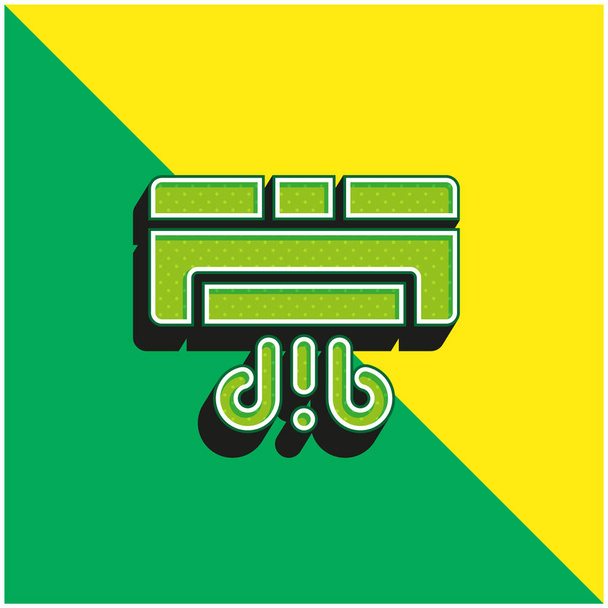 Ilmastointilaite Vihreä ja keltainen moderni 3d vektori kuvake logo - Vektori, kuva