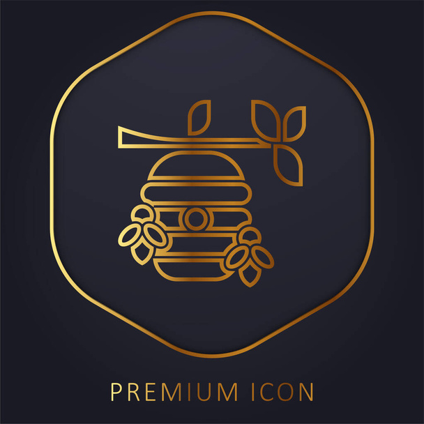 Kaptár arany vonal prémium logó vagy ikon - Vektor, kép