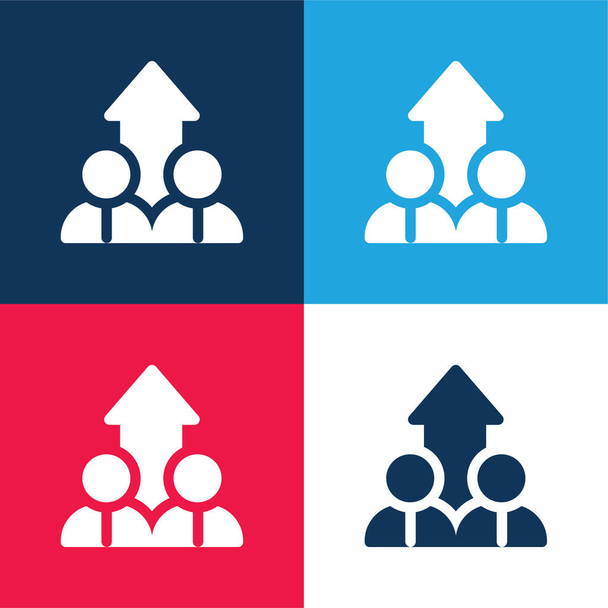 Ascent blue and red four color minimal icon set - Vector, Image