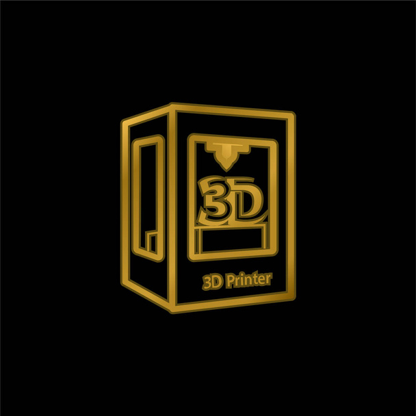 3Dプリンタシンボルゴールドメッキ金属アイコンまたはロゴベクトル - ベクター画像