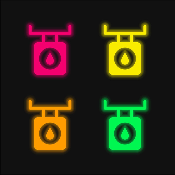 Ισορροπία τέσσερα χρώμα λαμπερό εικονίδιο διάνυσμα νέον - Διάνυσμα, εικόνα