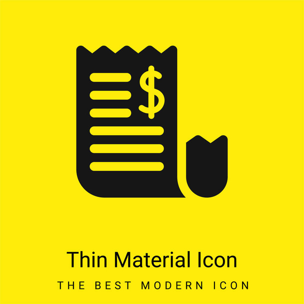 Bill minimalna jasnożółta ikona materiału - Wektor, obraz