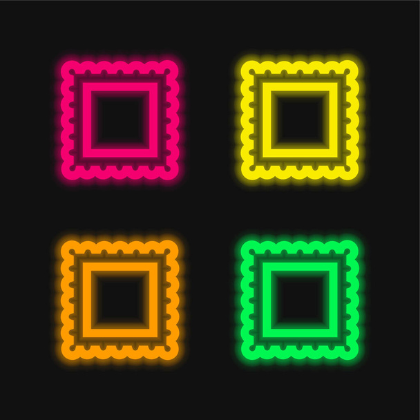 Граница для рамок Картинки 4 цвета светящийся неоновый вектор значок - Вектор,изображение