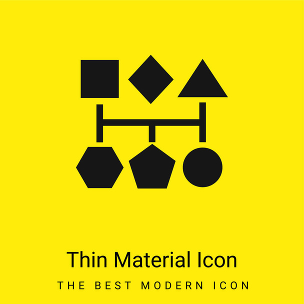 Black Geometric Shapes Graphic minimal bright yellow material icon - Vector, Image