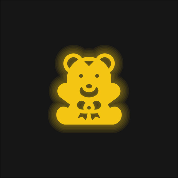 Bär gelbe leuchtende Neon-Ikone - Vektor, Bild