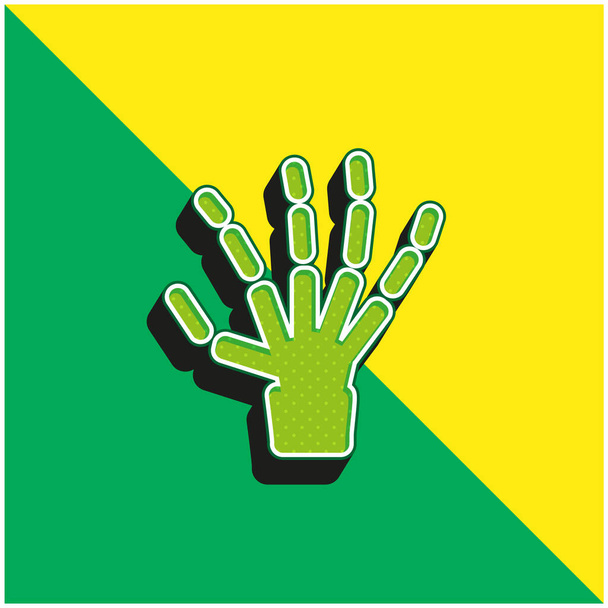 Mano de hueso verde y amarillo moderno vector 3d icono logotipo - Vector, Imagen
