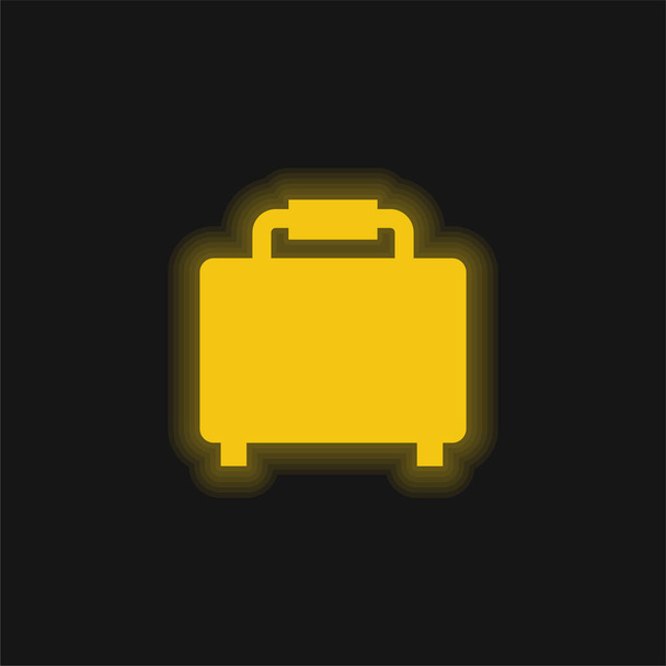 Baggage Silhouette yellow glowing neon icon - Vector, Image