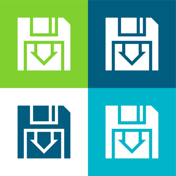 Backup Plano de quatro cores conjunto de ícones mínimos - Vetor, Imagem