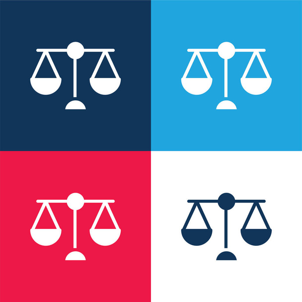 Balance Scale blue and red four color minimal icon set - Vector, Image