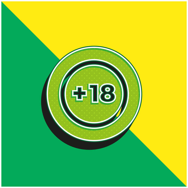 +18 verde y amarillo moderno 3d vector icono logotipo - Vector, imagen