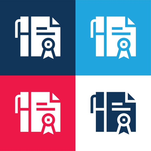 Adozione blu e rosso set di icone minimali a quattro colori - Vettoriali, immagini