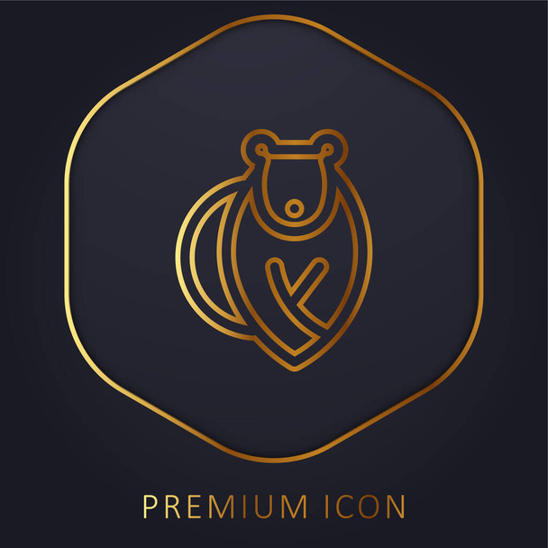 Urso linha dourada logotipo premium ou ícone - Vetor, Imagem