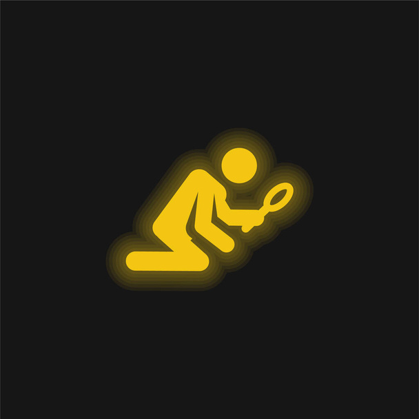 Icono de neón brillante amarillo arqueólogo - Vector, imagen