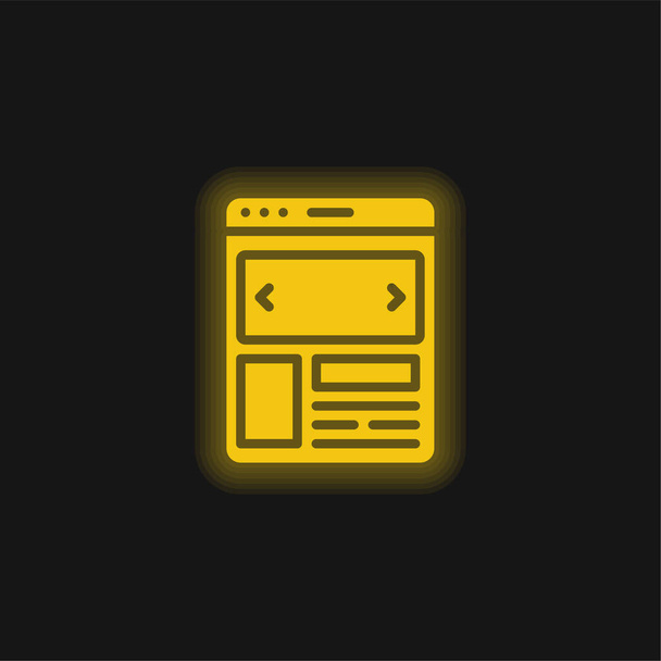 Annonces jaune brillant icône néon - Vecteur, image