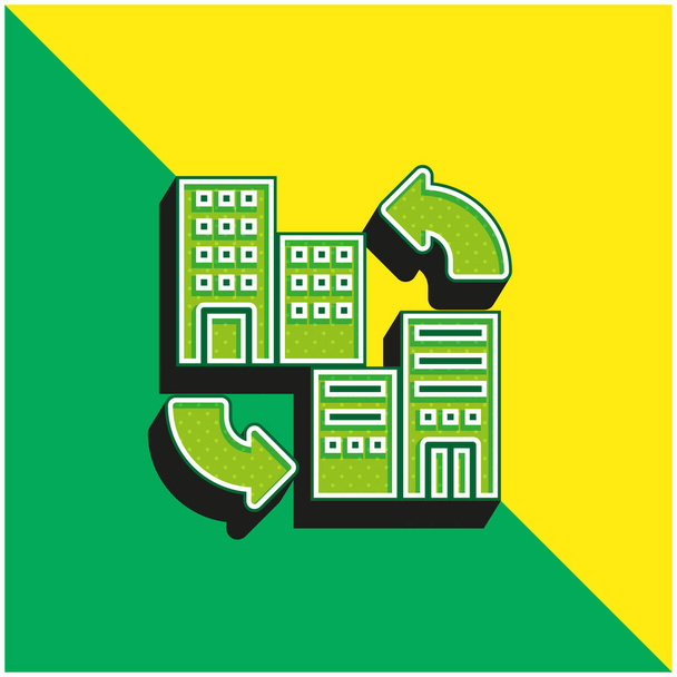 B2b Zielone i żółte nowoczesne logo wektora 3D - Wektor, obraz