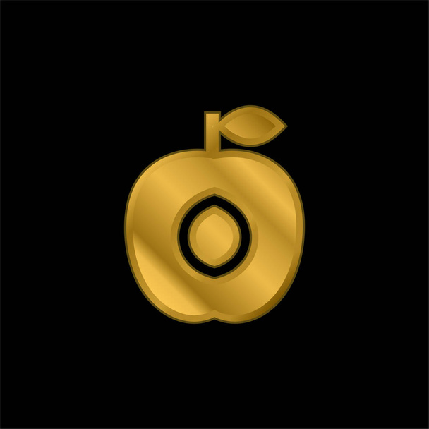 Icona metallica placcata oro albicocca o vettore logo - Vettoriali, immagini