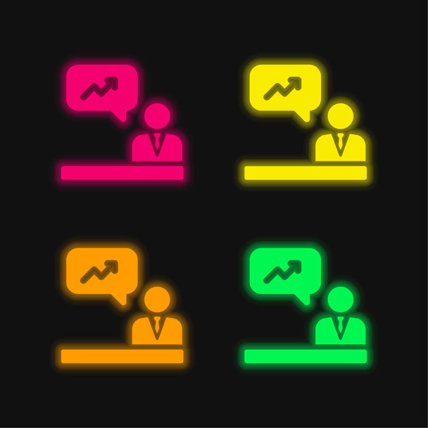 Analytiikka neljä väriä hehkuva neon vektori kuvake - Vektori, kuva