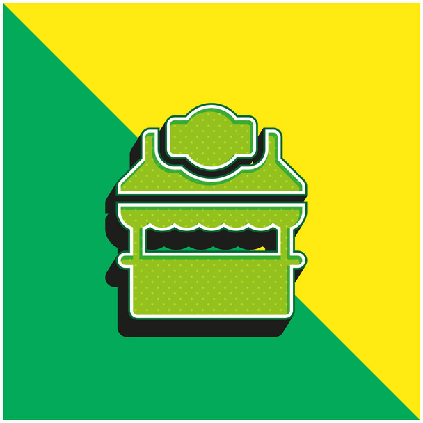 Booth Zöld és sárga modern 3D vektor ikon logó - Vektor, kép