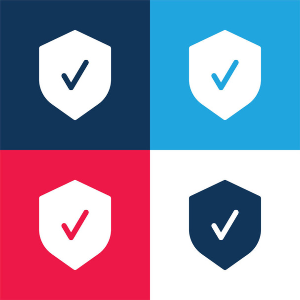 Insignia azul y rojo conjunto de iconos mínimo de cuatro colores - Vector, imagen