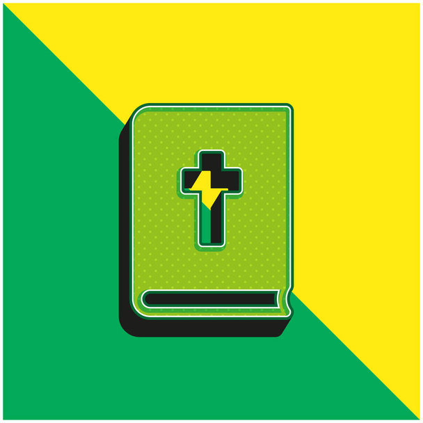 Bible Green and yellow modern 3d vector icon logo - Vector, Image