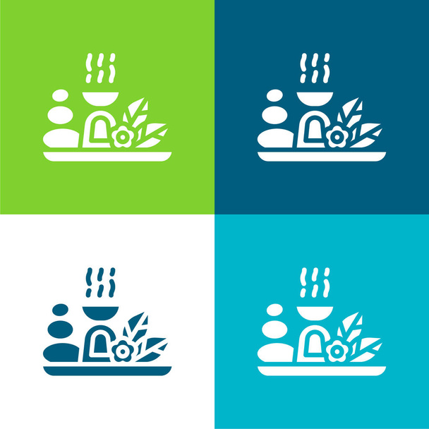 Aromaterapia Conjunto de ícones mínimos de quatro cores plano - Vetor, Imagem