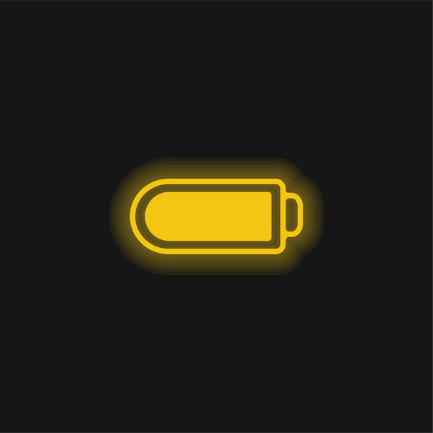 Batterij met volledig opladen geel gloeiend neon pictogram - Vector, afbeelding
