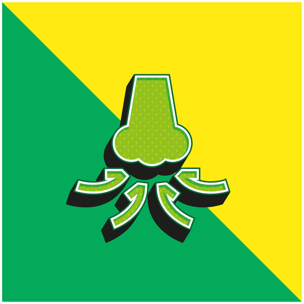Αναπνεύστε πράσινο και κίτρινο σύγχρονο 3d διάνυσμα εικονίδιο λογότυπο - Διάνυσμα, εικόνα