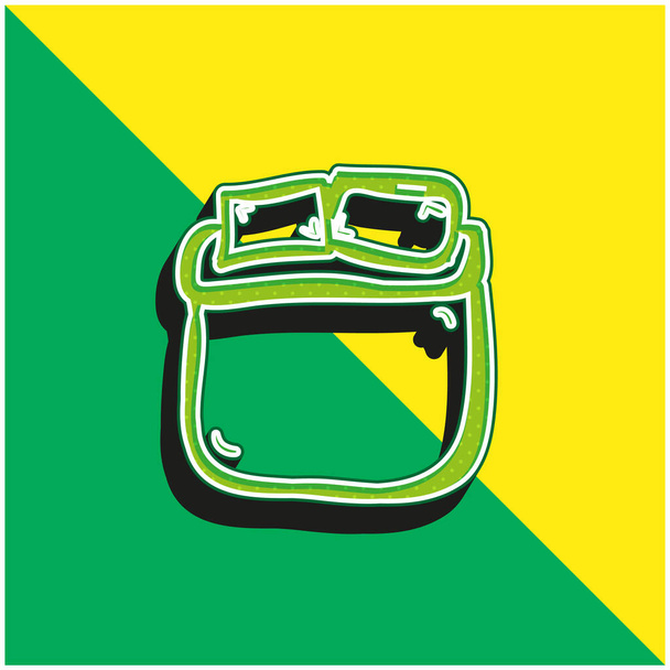 Bed Of Double Size Ręczne rysowanie Zielony i żółty nowoczesny 3D wektor logo - Wektor, obraz