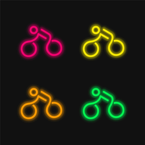 自転車棒男4色輝くネオンベクトルアイコンによってマウント - ベクター画像