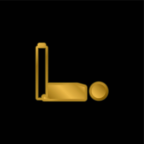Boy Laying Down With Legs Up gold plated metalic icon or logo vector - Vector, Image