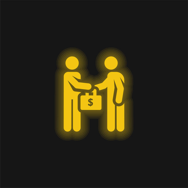 Bribery yellow glowing neon icon - Vector, Image