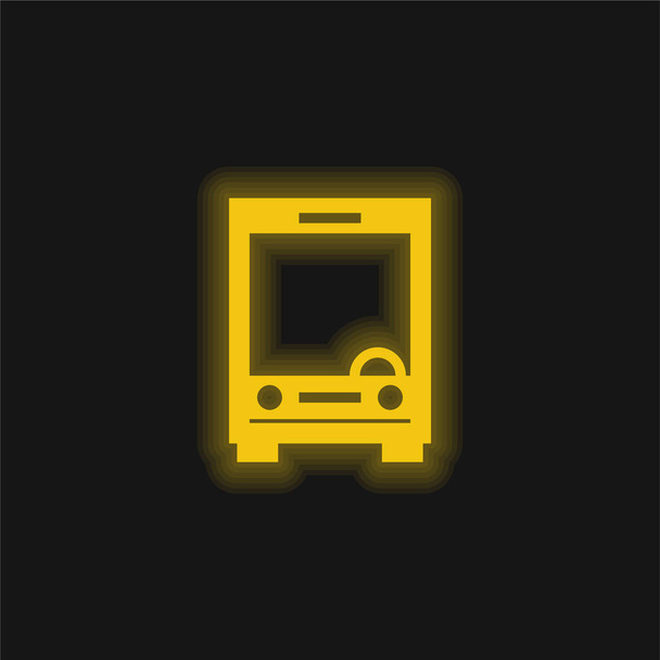 Μεγάλο λεωφορείο Εμπρός κίτρινο λαμπερό νέον εικονίδιο - Διάνυσμα, εικόνα
