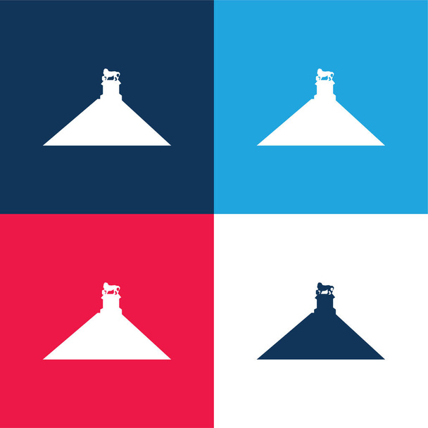 Βέλγιο μπλε και κόκκινο τέσσερα χρώμα ελάχιστη σύνολο εικονιδίων - Διάνυσμα, εικόνα