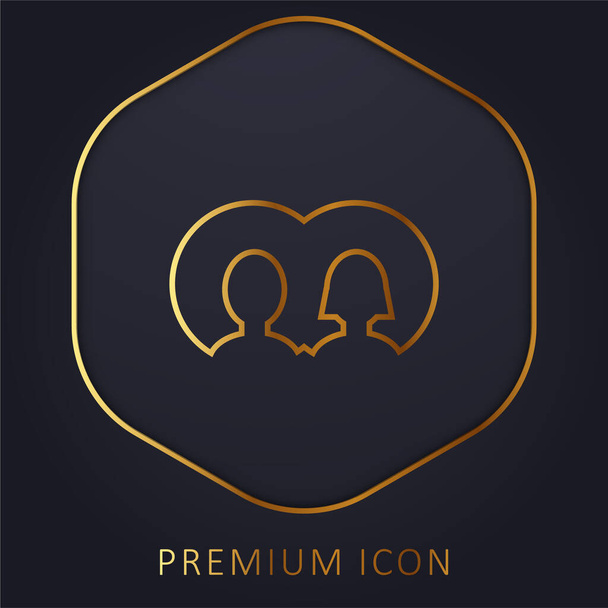 Boy And Girl User Avatars golden line premium logo or icon - Vector, Image