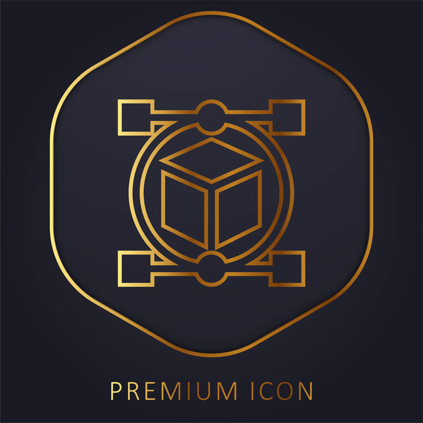 3d ligne d'or logo premium ou icône - Vecteur, image