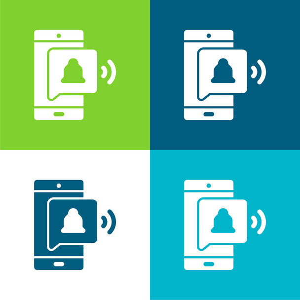 Alarm Bell Flat four color minimal icon set - Vector, Image