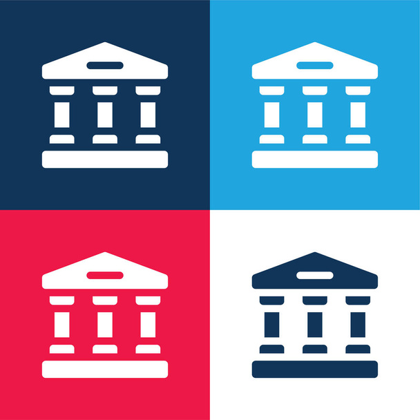 Bank blau und rot vier Farben minimalen Symbolsatz - Vektor, Bild