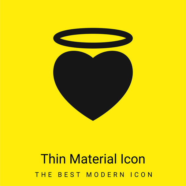 Ángel corazón con un halo mínimo icono de material amarillo brillante - Vector, imagen