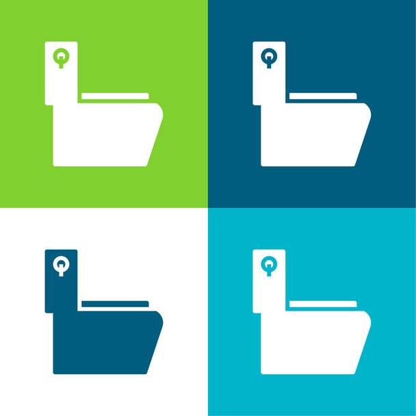 Ванная комната Четыре цвета минимальный набор значков - Вектор,изображение