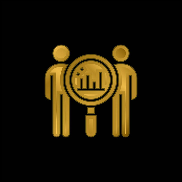 Benchmark chapado en oro icono metálico o logotipo vector - Vector, Imagen