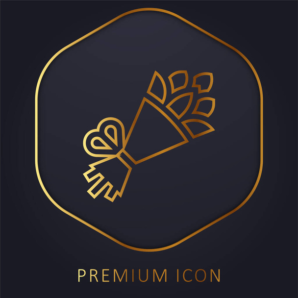 Bouquet golden line premium logo or icon - Vector, Image