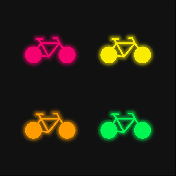 Bicicletta quattro colori incandescente icona vettoriale al neon - Vettoriali, immagini