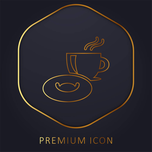 Breakfast Time golden line premium logo or icon - Vector, Image
