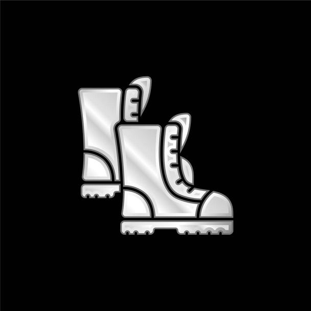 Boots silver plated metallic icon - Vector, Image