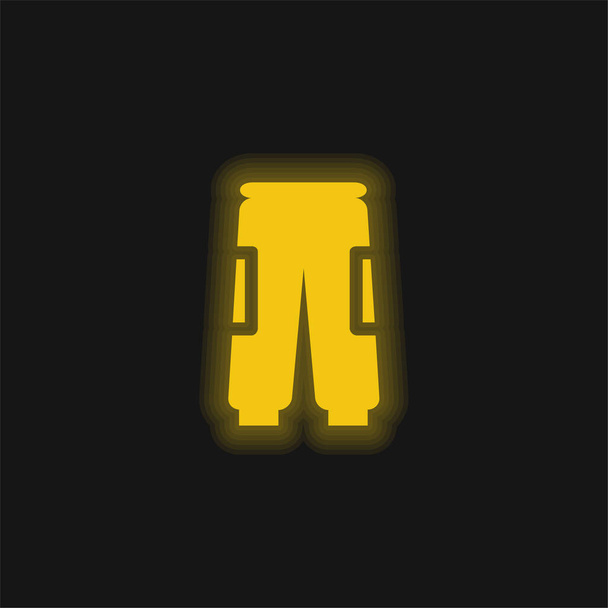 Çanta Pantolonu Sarı parlak neon simgesi - Vektör, Görsel