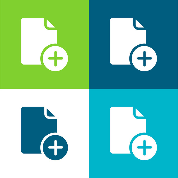 Añadir File Flat conjunto de iconos mínimos de cuatro colores - Vector, Imagen